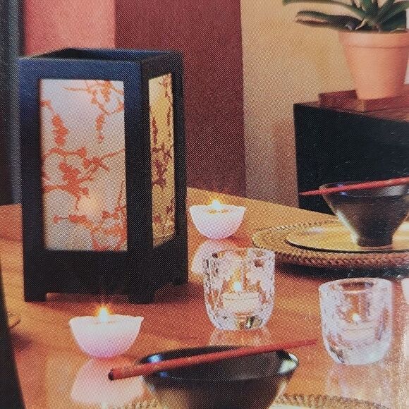 💜PartyLite Sakura Clear Frosted Etch Cherry Blossom Votive Holder Set of 2 - Picture 5 of 12